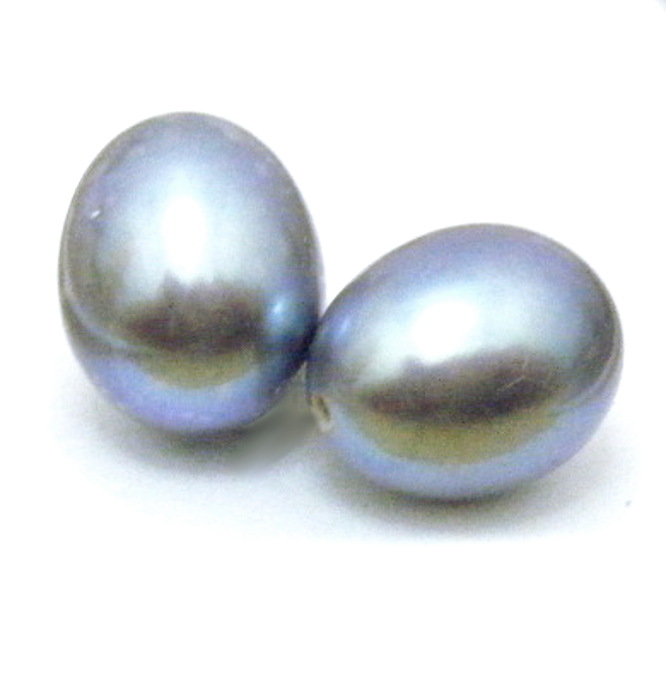 Grey 8-8.5mm Half Drilled Drop Pair